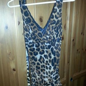 COPY - Super Sexy Leopard double V ruched sides fitted